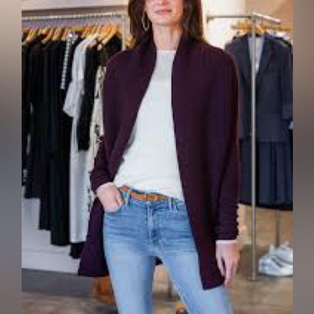 Burgundy Cardigan. Beautiful color. Relaxed fit XS but runs a little big.
